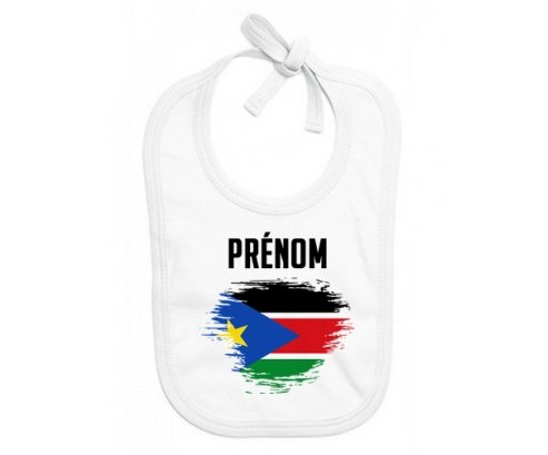 Bavoir bébé personnalisé Drapeau effet pinceau Soudan du sud avec prénom