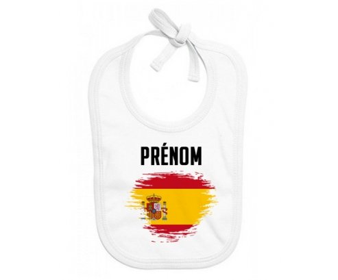 Bavoir bébé personnalisé Drapeau effet pinceau Espagne avec prénom