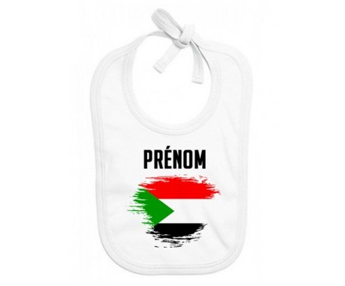 Bavoir bébé personnalisé Drapeau effet pinceau Soudan avec prénom