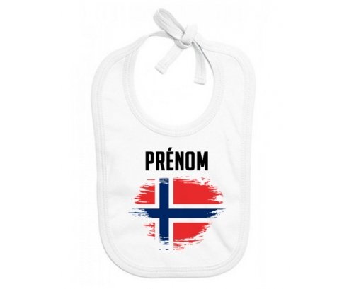 Bavoir bébé personnalisé Drapeau effet pinceau Svalbard et Jan Mayen avec prénom