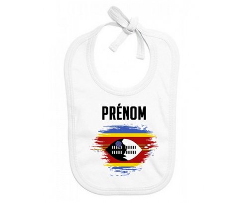 Bavoir bébé personnalisé Drapeau effet pinceau Swaziland avec prénom
