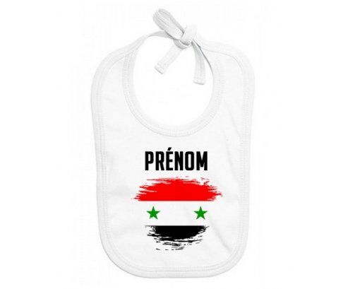 Bavoir bébé personnalisé Drapeau effet pinceau République arabe syrienne avec prénom