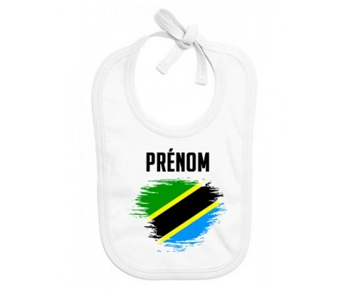 Bavoir bébé personnalisé Drapeau effet pinceau Tanzanie avec prénom