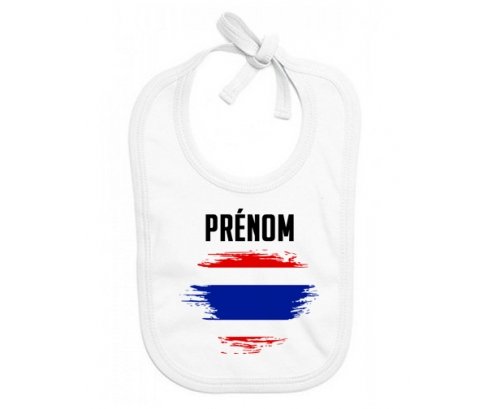 Bavoir bébé personnalisé Drapeau effet pinceau Thaïlande avec prénom
