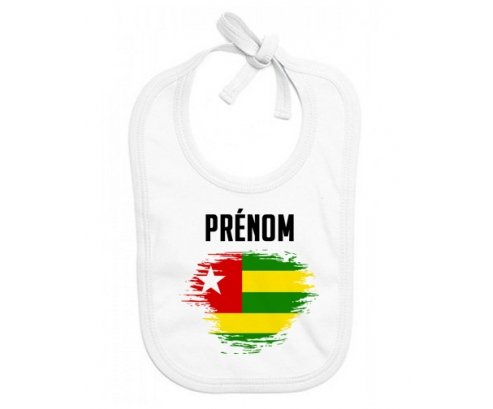 Bavoir bébé personnalisé Drapeau effet pinceau Togo avec prénom