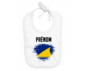 Bavoir bébé personnalisé Drapeau effet pinceau Tokelau avec prénom