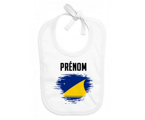 Bavoir bébé personnalisé Drapeau effet pinceau Tokelau avec prénom