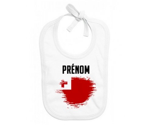 Bavoir bébé personnalisé Drapeau effet pinceau Tonga avec prénom