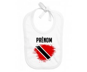 Bavoir bébé personnalisé Drapeau effet pinceau Trinité-et-Tobago avec prénom