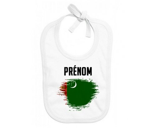 Bavoir bébé personnalisé Drapeau effet pinceau Turkménistan avec prénom