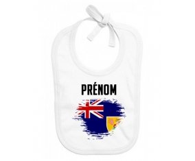 Bavoir bébé personnalisé Drapeau effet pinceau Îles Turques-et-Caïques avec prénom