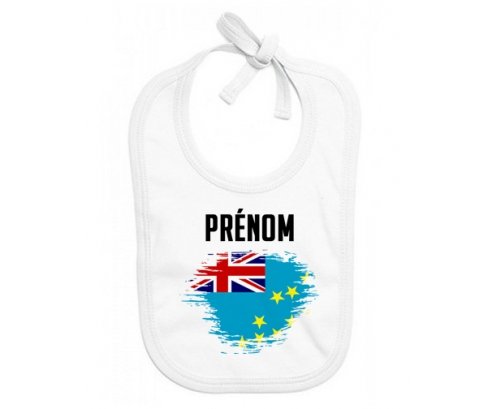 Bavoir bébé personnalisé Drapeau effet pinceau Tuvalu avec prénom
