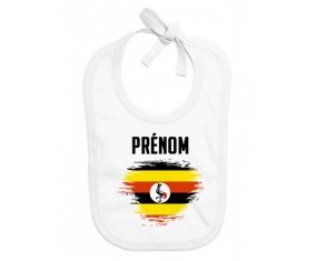 Bavoir bébé personnalisé Drapeau effet pinceau Ouganda avec prénom