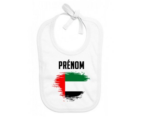 Bavoir bébé personnalisé Drapeau effet pinceau Emirats Arabes Unis avec prénom