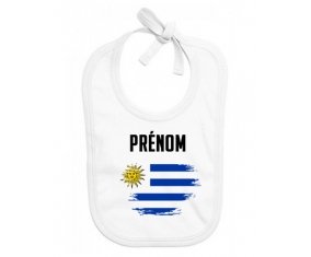 Bavoir bébé personnalisé Drapeau effet pinceau Uruguay avec prénom