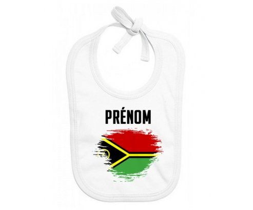 Bavoir bébé personnalisé Drapeau effet pinceau Vanuatu avec prénom
