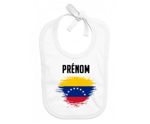 Bavoir bébé personnalisé Drapeau effet pinceau Venezuela avec prénom