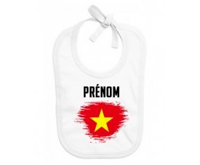 Bavoir bébé personnalisé Drapeau effet pinceau Vietnam avec prénom