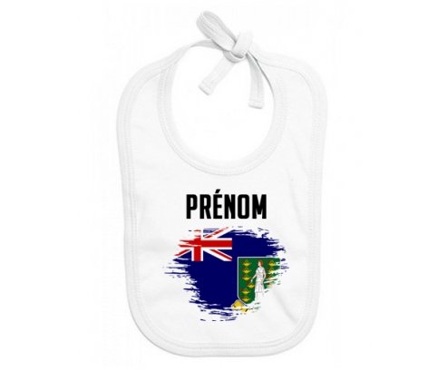 Bavoir bébé personnalisé Drapeau effet pinceau Les iles vierges avec prénom