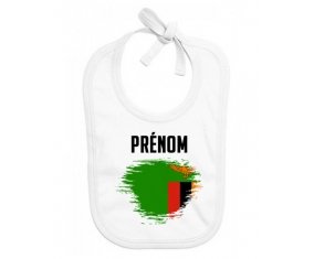 Bavoir bébé personnalisé Drapeau effet pinceau Zambie avec prénom