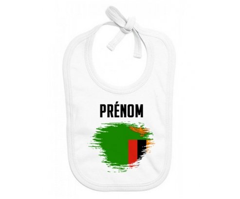 Bavoir bébé personnalisé Drapeau effet pinceau Zambie avec prénom