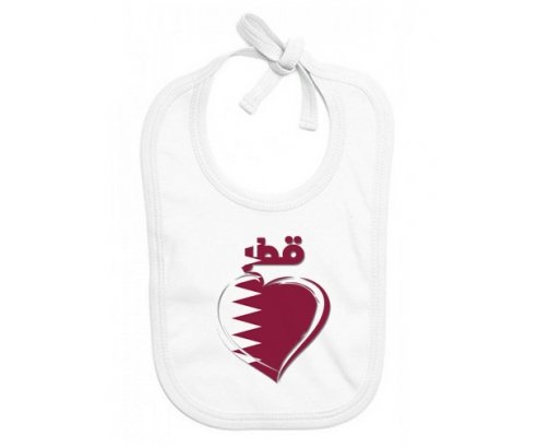 Bavoir bébé personnalisé Qatar en arabe + cœur