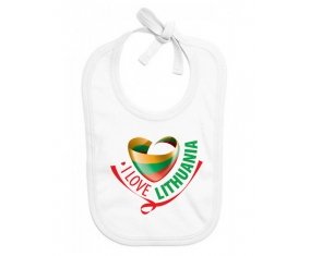 Bavoir bébé personnalisé I Love Lithuania