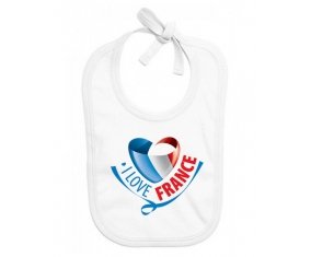 Bavoir bébé personnalisé I Love France maps