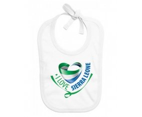 Bavoir bébé personnalisé I Love Sierra Leone