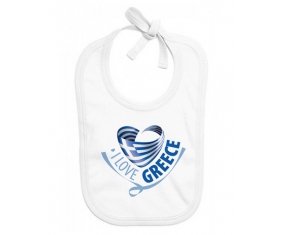 Bavoir bébé personnalisé I Love Greece maps
