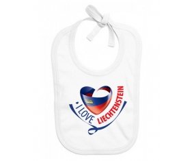 Bavoir bébé personnalisé I Love Liechtenstein maps