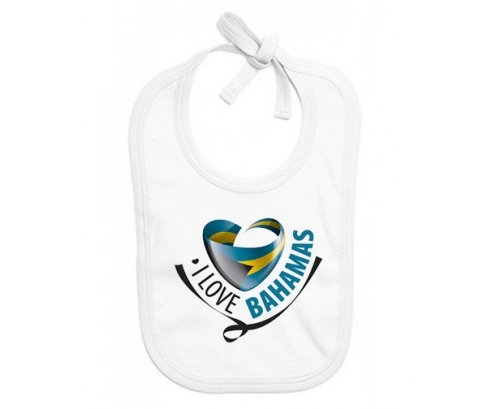 Bavoir bébé personnalisé I Love Bahamas