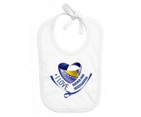 Bavoir bébé personnalisé I Love Bosnia and Herzegovina