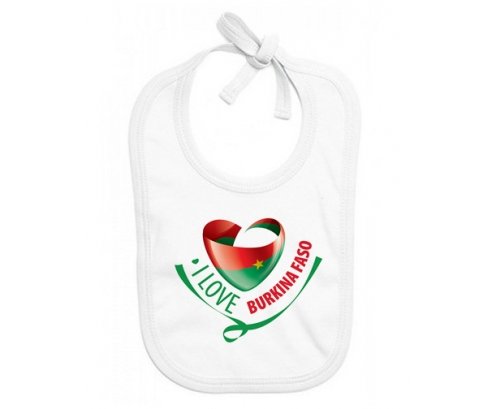 Bavoir bébé personnalisé I Love Burkina Faso