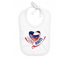 Bavoir bébé personnalisé I Love Haiti