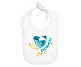 Bavoir bébé personnalisé I Love Kazakhstan