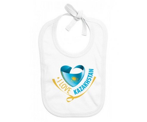 Bavoir bébé personnalisé I Love Kazakhstan
