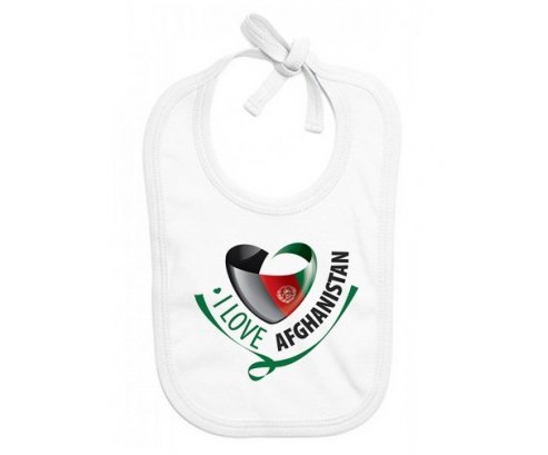 Bavoir bébé personnalisé I Love Afghanistan