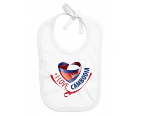 Bavoir bébé personnalisé I Love Cambodia