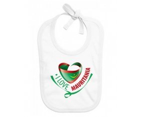 Bavoir bébé personnalisé I Love Mauritania