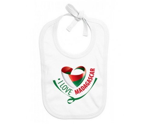 Bavoir bébé personnalisé I Love Madagascar