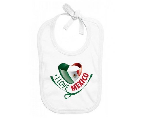 Bavoir bébé personnalisé I Love Mexico