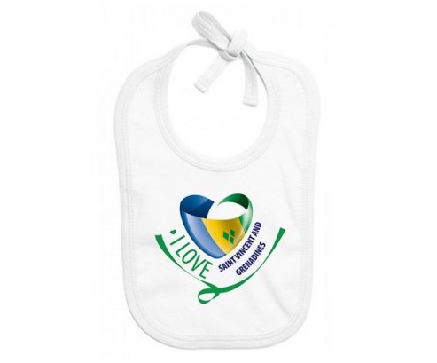 Bavoir bébé personnalisé I Love Saint Vincent and Grenadines