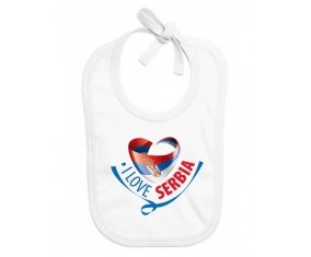 Bavoir bébé personnalisé I Love Serbia