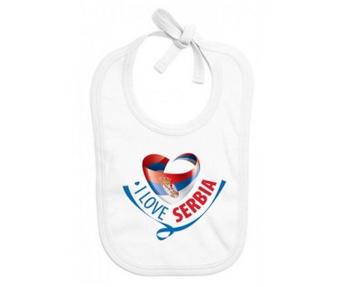 Bavoir bébé personnalisé I Love Serbia