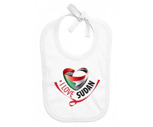 Bavoir bébé personnalisé I Love Sudan