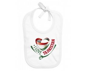 Bavoir bébé personnalisé I Love Tajakistan