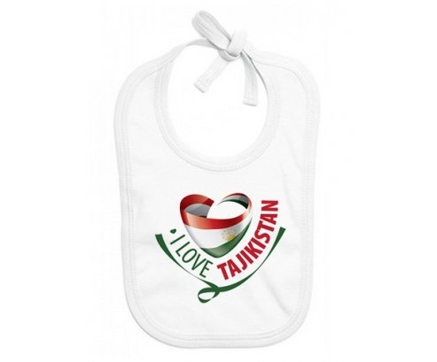 Bavoir bébé personnalisé I Love Tajakistan