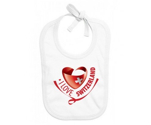 Bavoir bébé personnalisé I Love Switzerland