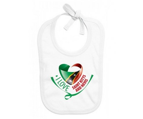 Bavoir bébé personnalisé I Love Saint Kitts and Nevis